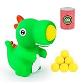 KUARLUBI T-Rex Dinosaur Toy Shooter Ball Blaster - Animal Popper with 6 Foam Ball - Indoor and Outdoor Play for Age 4+