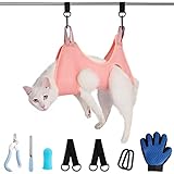 9 in 1 Pet Grooming Hammock Harness for Cats & XS Dogs,Dog Grooming Hammock Restraint Bag with Nail Clipper/Nail File,Glove,Pet Toothbrush,Dog Grooming Sling Helper for Nail Clipping/Trimming.