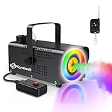 Fansteck Fog Machine with Lights, 500W Portable Smoke Machine, Automatic Fog Machine with Wireless and Wired Remote Control, Perfect for Halloween Wedding Party and Stage