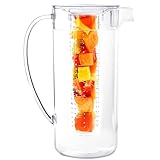 Youngever 2 Quarts Plastic Pitcher With Lid, Clear Plastic Pitcher Great for Iced Tea, Sangria, Lemonade (With Infuser)