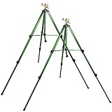 Biswing Impact Sprinkler Head on Tripod Base, Extends Up to 50 Inch Heavy Duty Lawn Sprinkler, 360 Degree Large Area Irrigation, Adjustable Coverage Brass Nozzle Alloy Metal Tower Sprinkler, 2 Pack