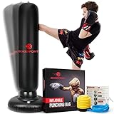 Inflatable Punching Bag for Kids - 63' High Boxing Blow Up Training Bag with Stand - Strong Kid Bop Bag for Kickboxing Practice - Bounce Back Freestanding Punch Bag Gift Set