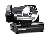 Elite Gourmet Ultimate Precision Electric Deli Food Meat Slicer Removable Stainless Steel Blade, Adjustable Thickness, Ideal for Cold Cuts, Hard Cheese, Vegetables & Bread, 7.5”, Black
