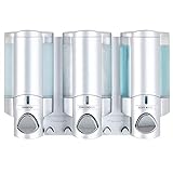 Better Living Products Aviva Shower Dispenser 3, Shampoo and Soap Dispenser, 3 x 11 fl. oz. Satin Silver, 11.2' x 3.5' x 7'