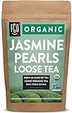 FGO Organic Jasmine Pearls Green Loose Tea, Resealable Kraft Bag, 4oz, Packaging May Vary (Pack of 1)