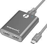 SABRENT Thunderbolt 3 to Dual HDMI 2.0 Display Adapter for Windows or Mac | up to 4K Resolution at 60Hz | Detachable Cable with Screw-in Lock (TH-S3H2)