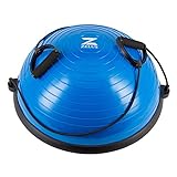 ZELUS Balance Ball Trainer with Resistance Bands and Foot Pump, Inflatable Yoga Ball for Home Gym Workouts, 23 Inch Exercise Half Ball for Balance Training Core Strength Fitness More, 330lb Cap