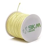 9KM DWLIFE Braided Kevlar Line 300lb 1.3mm Dia Low Stretch Great Knot Retention Multipurpose Braided String Utility Cord for Kite Fishing Survival Outdoor