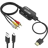 ABLEWE RCA to HDMI Converter, AV to HDMI Converter with RCA Cable & HDMI Cable Supports PAL/NTSC for Roku/VHS/VCR/Blue-Ray DVD Players