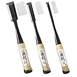 KAKURI Japanese Wood Chisel Set 3 Piece for Woodworking, Made in JAPAN, Japanese Oire Nomi for Carve, Mortise, Dovetail, Sharp Japanese Carbon Steel Blade, White Oak Wood Handle