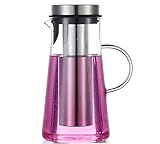 Karafu 60 Oz Thicker Glass Pitcher with Stainless Steel Fruit Infuser, High Heat Resistance Glass Jug for Hot/Cold Water, Infused Fruit Tea and Juice Beverage