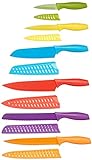 Amazon Basics Color-Coded Kitchen 12-Piece Knife Set, 6 Knives with 6 Blade Guards, Multicolor, 13.88 x 4.13 x 1.38 inch