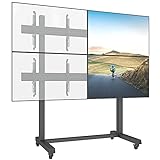 2x2 Rolling Video Wall Mount Cart Display with Micro Adjustment Arms Vesa Universal TV Television