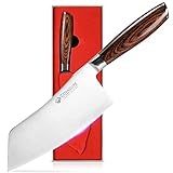 covacure Nakiri Knife Meat Cleaver 7 inch- Vegetable Kitchen Knife High Carbon Stainless Steel Razor Sharp Chef Knife With Ergonomic Wooden Handle For Home Kitchen & Restaurant