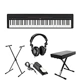 Yamaha P-45 Compact 88-Key Portable Digital Piano + Keyboard Stand + Keyboard Bench + Keyboard Pedal + Studio Monitor Headphones