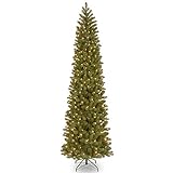 National Tree Company Pre-Lit 'Feel Real' Artificial Slim Downswept Christmas Tree, Green, Douglas Fir, Dual Color LED Lights, Includes PowerConnect and Stand, 9 feet