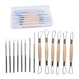 Artzuvs 14Pcs Ceramic Pottery Clay Ribbon Sculpting Tools Kit Wire Texture and Needle Detail Tool with Plastic Box for Carving, Modeling,Sculpture,Trimming