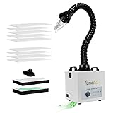 FumeClear Solder Fume Extractor - Powerful 100W Suction, Low-Noise, 3-Stage Filtration System with 12 Filters for Laser Welding Smoke Absorption and Desktop Soldering