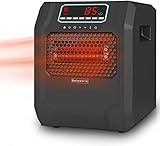 Electric Space Heater with Remote - 1000W/1500W Adjustable Thermostat Room Heater with 6 Infrared Fast Heating Elements, 12 Hr Timer, Black, 13.58 x 11.42 x 15.16 inches (AHGUS-SL-HT1198N)