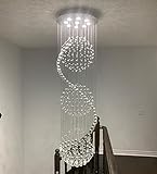 Dst Modern Spiral Sphere Crystal Chandelier, Raindrop Spectacular Ceiling Lighting Fixture, Clearly K9 Crystal Ball Pendant Light for Living Room Hotel Hallway Foyer Romantic Wedding, Size: D20'XH72'