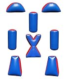 8 Piece Inflatable Air Bunker Set for Paintball, Airsoft, Archery, Laser Tag, Soft Foam Dart Toy Rifle, Water Gun, Blue & Red