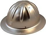 Skull Bucket Aluminum Hard Hats, Full Brim with Ratchet Suspensions Silver, One Size Fits Most
