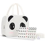 drizzle 旅行麻将 Travel Mini Mahjong Panda Game Set - 0.9' Portable 144 Tiles - 4PCS Racks Melamine Material Mah-Jong Family Leisure Time 2.76 Pounds