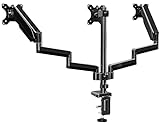 UPGRAVITY Triple/3 Monitor Stand Desk Mount for Three Flat/Curved Computer Screens Up to 27”, Fully Adjustable Gas Spring Arms Hold up to 17.6lbs Each, VESA 75x75/100x100
