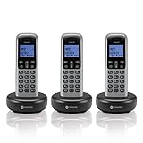 Motorola Voice T603 Cordless Phone System w/3 Digital Handsets, Speakerphone, and Call Block - Dark Grey
