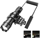 Tactical Flashlight with Pressure Switch, Rechargeable Zoomable 1200 High Lumens LED Weapon Light with Picatinny Rail Offset Mount