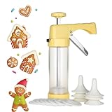 Ourokhome Cookie Press Icing Gun - Biscuit Maker Machine with 16 Discs and 6 Cake Decoration Tips (Yellow)