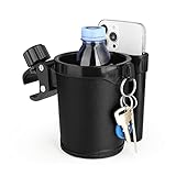 Accmor Stroller Cup Holder with Cell Phone Keys Holder, 3-in-1 Universal Bar Drink Cup Bottle Holder for Stroller, Bicycle, Wheelchair, Walker, Scooter,Black