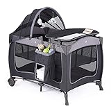 Pamo Babe Portable Baby Nursery Center Baby Playard, Foldable Baby Crib with Changing Table & Wheels(Grey)