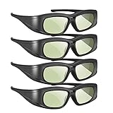 Active Shutter 3D Glasses 4 Pack, Rechargeable Bluetooth 3D Glasses Compatible with Epson 3D Projector, TDG-BT500A TDG-BT400A TY-ER3D5MA (Pack 4)