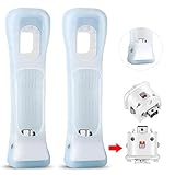 XiQiDianr 2 Motion Plus Attachment and 2 Silicon Case for Nintendo Wii Remote Controller, Motion Plus Adaptor Sensor Accelerator Replacement for Wii Motion Plus Adapter（White）