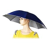 sansheng Umbrella Hat For Adults,26-inch Diameter Folded Loose-Belt Fishing Cap Umbrella Cap, Fishing Umbrella Cap Sunhat (Dark Blue)