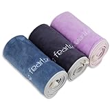 Xoofewal Microfiber Gym Towel Set for Men Women, Super Soft and Quick-Drying Towels for Fitness, Yoga, Cycling, Swimming (3 Pack, Blue+Grey+Purple)