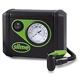 Slime 40059 Tire Inflator, Junior, Compact, Powerful, Portable Car Air Compressor, Lightweight, Analog, Flat Tire Repair, 12V, 12 min Inflation,Black