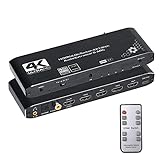 HDMI Switch 4x1 with Optical SPDIF/Coaxial/ 3.5mm L/R Audio Extractor, 4 in 1 Out 4K@60Hz HDMI Switcher Support HDMI 2.0b HDCP 2.2, ARC Function for Xbox, PS4,Blu-Ray Player (with Remote Control)