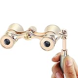 BLACKICE Theater Binoculars, Opera Glasses for Women, 3X25 Mini Binocular Compact with Adjustable Handle for Adults Kids in Concert Theater Opera (Golden with Handle)