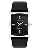 Armitron Men's Rectangular Crystal Dial Accented Leather Strap Watch, 20/4604