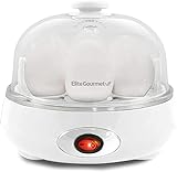Elite Gourmet EGC007CHW Easy Electric 7 Egg Capacity Cooker, Poacher, Omelet Maker, Scrambled, Soft, Medium, Hard Boiled with Auto Shut-Off and Buzzer, BPA Free, Classic White