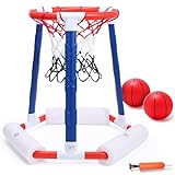 EagleStone Pool Basketball Hoop, Toddler Basketball Hoop Indoor for Kids Adults with 2 Pool Balls and Pump, Floating Inflatbale Basketball Games for Swimming Pool Outdoor Play Age 8-12