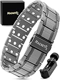 MagnetRX® 3X Strength Magnetic Bracelets for Men – Effective Magnetic Mens Titanium Bracelet – Premium Fold-Over Clasp & Adjustable Length with Sizing Tool & Gift Box (Gunmetal)