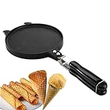 Dicunoy Waffle Cone Maker, Nonstick Ice Cream Cone Maker, 6.7' Egg Roll Crepe Pan, Camp Pancake Crispy Cone Omelet Mold for Waffle Cups, Choco Tacos, Fuel Gas Stoves Only