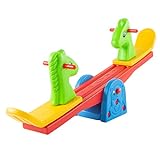 Hey! Play! Seesaw – Teeter Totter Backyard or Playroom Equipment with Easy-Grip Handles for Toddlers and Children – Indoor or Outdoor Rocker Toy