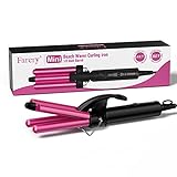 FARERY Mini Waver Curling Iron, 3 Barrel Curling Iron 1/2 Inch, Mini Hair Crimper with Dual Voltage, Hair Waver with Keratin&Argan Oil Infused, Crimper Hair Iron for Beach Waves, Pouch Bag
