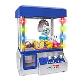 Bundaloo Claw Machine Arcade Game - Electronic Mini Candy and Toy Grabber Dispenser for Kids - with Lights Sound & 4 Mini Plush Animals (Blue)