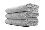 The Rag Company - Sport & Workout Towel - Gym, Exercise, Fitness, Spa, Ultra Soft, Super Absorbent, Fast Drying Premium Microfiber, 320gsm, 16in x 27in (3-Pack) (Ice Grey)