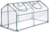 Quictent Portable Mini Cloche Greenhouse w/ Elevated Bottom, Reinforced High Light Transmission Waterproof UV-Resistant Hot House for Indoor Outdoor, w/ 50 T-Shaped Plant Tag, 71' x 36' x 36' (Clear)
